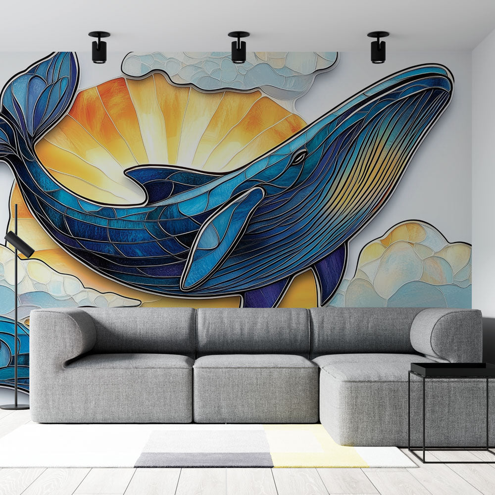 Whale Wallpaper | Modern Colourful Ocean Wall Mural