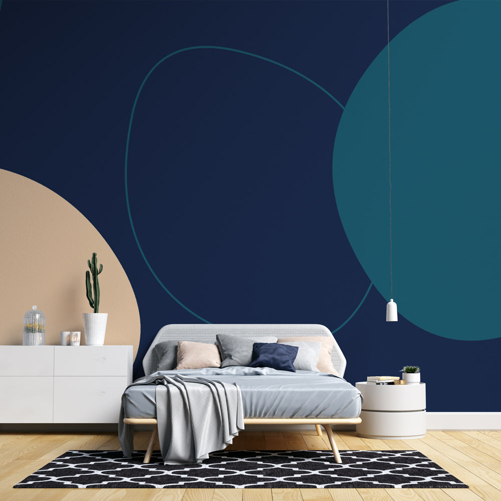 Abstract Wallpaper | Organic Shapes on Navy Blue