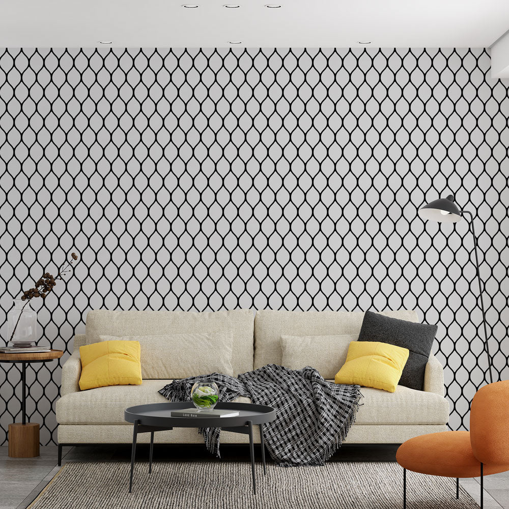 Geometric Wallpaper | Black and White Diamond Pattern