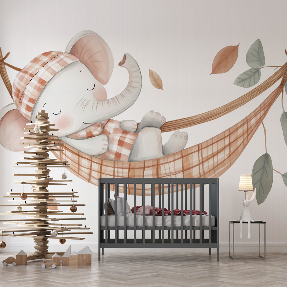 Elephant Wallpaper | Adorable Sleeping Elephant Wall Mural