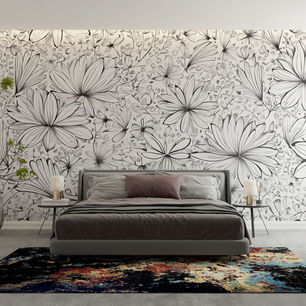 Floral Wallpaper - Black and White