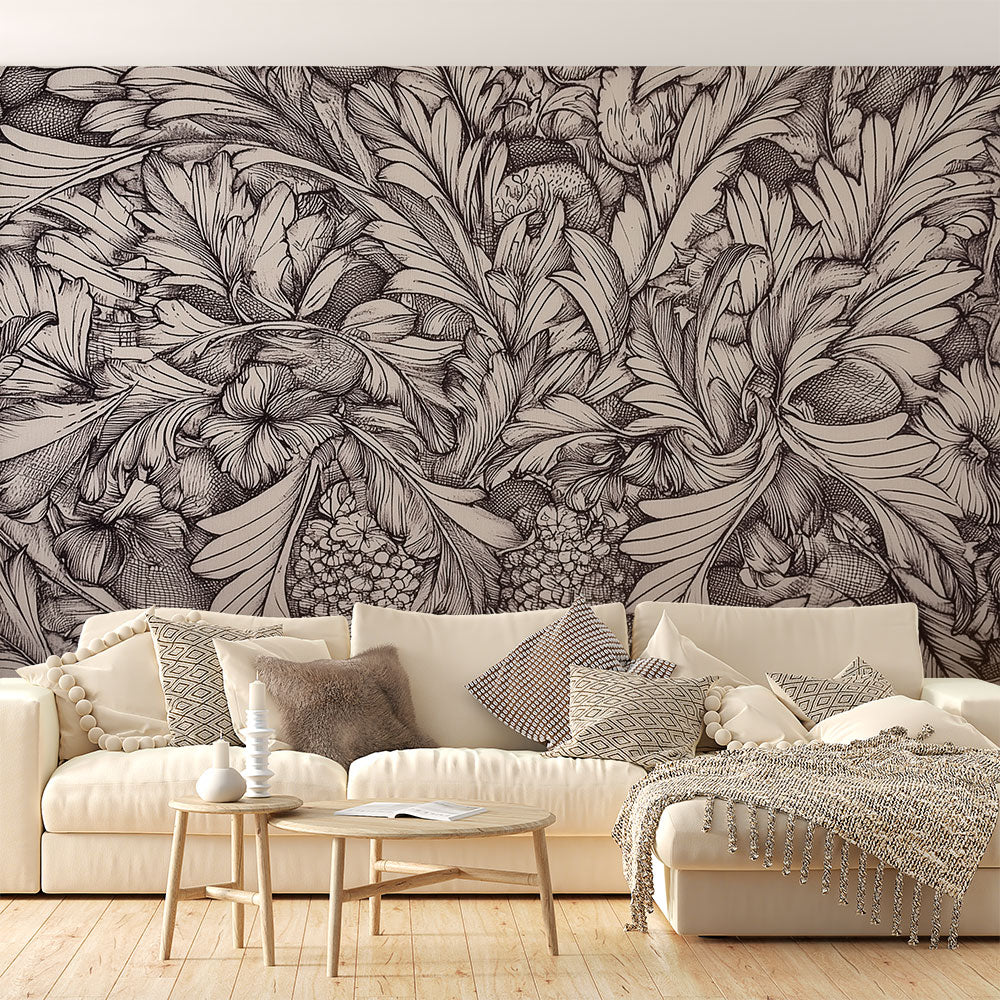 Botanical Wallpaper | Black and White Graphic Design