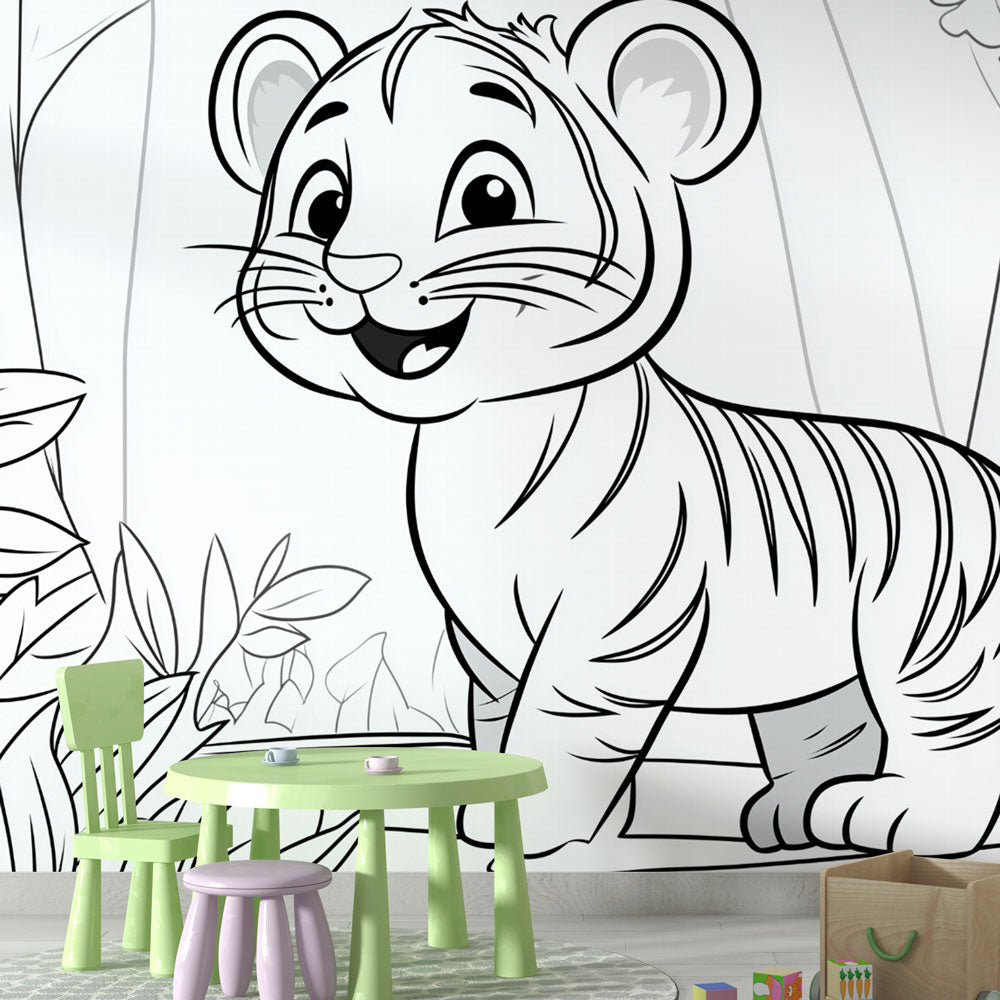 Tiger Colouring Wallpaper | Jungle Adventure Wall Mural