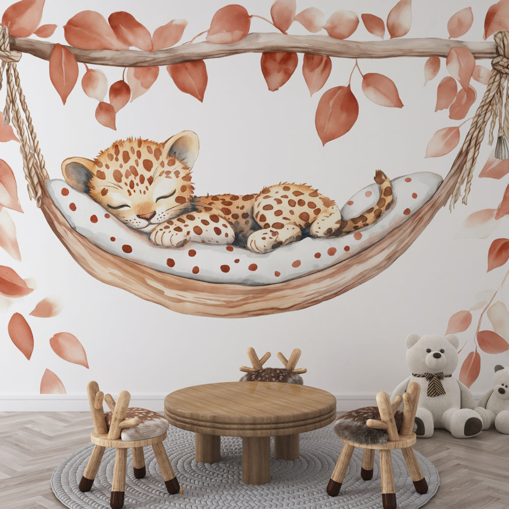 Animal Wallpaper | Little Sleeping Leopard Wall Mural