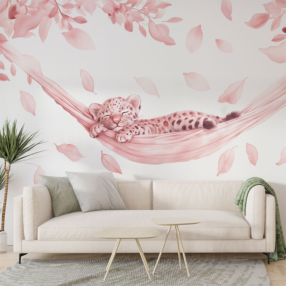 Pink Leopard Wallpaper | Dreamy Nursery Wall Mural