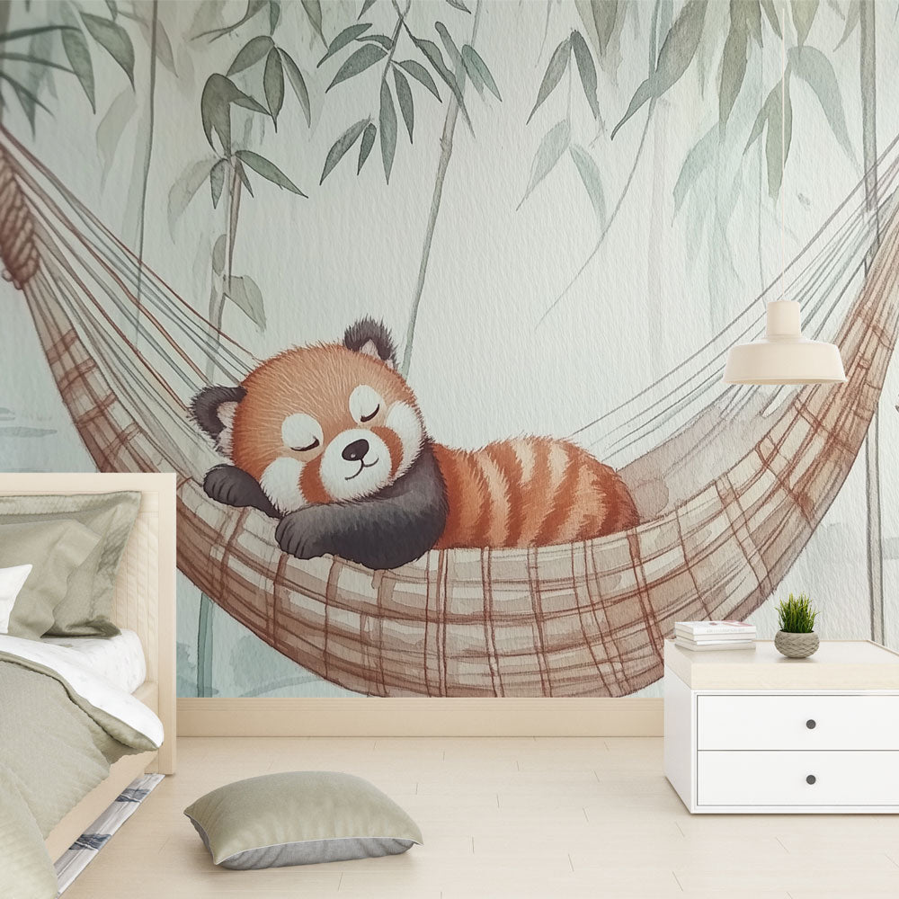 Cute Animal Wallpaper | Red Panda in Hammock Wall Mural
