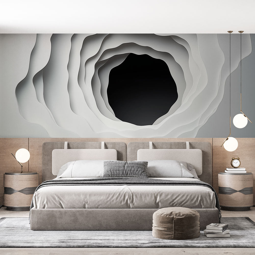 Spiral Abstract Wallpaper | Black and White Wall Mural