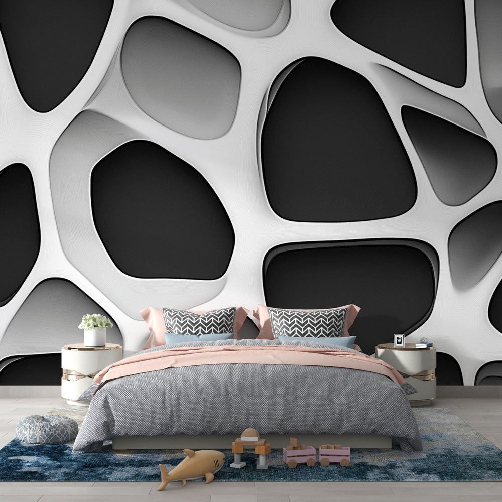Abstract Wallpaper | Organic Black & White Forms Wall Mural