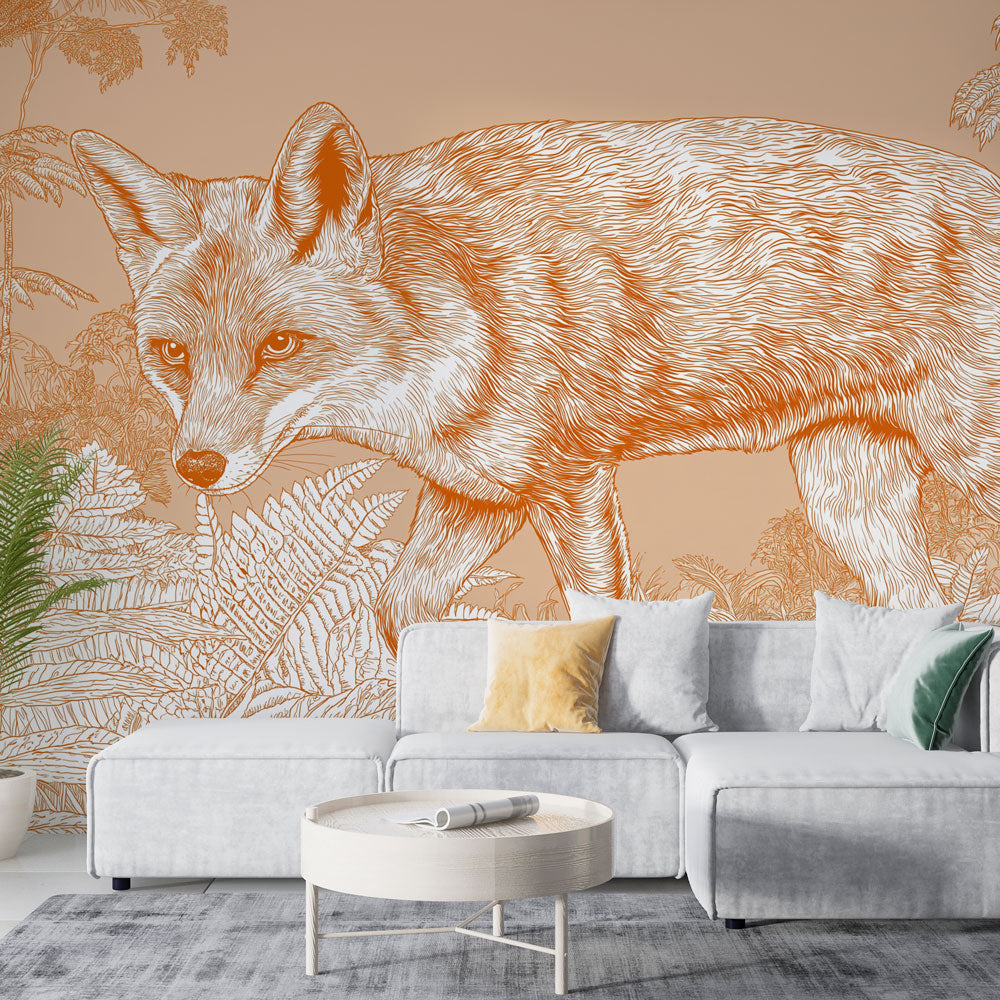 Animal Wallpaper | Fine Fox Illustration in Lush Greenery