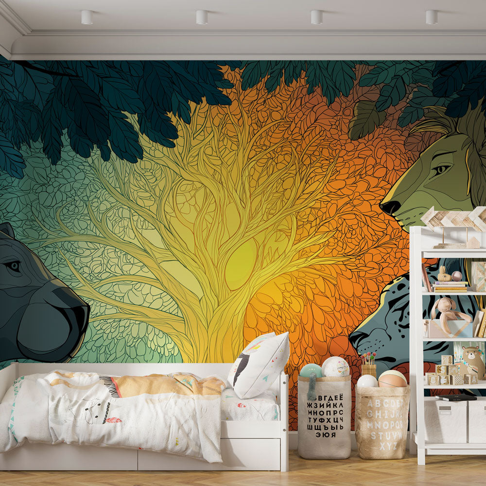 Wild Animal Wallpaper | Lions and Tigers at Sunset
