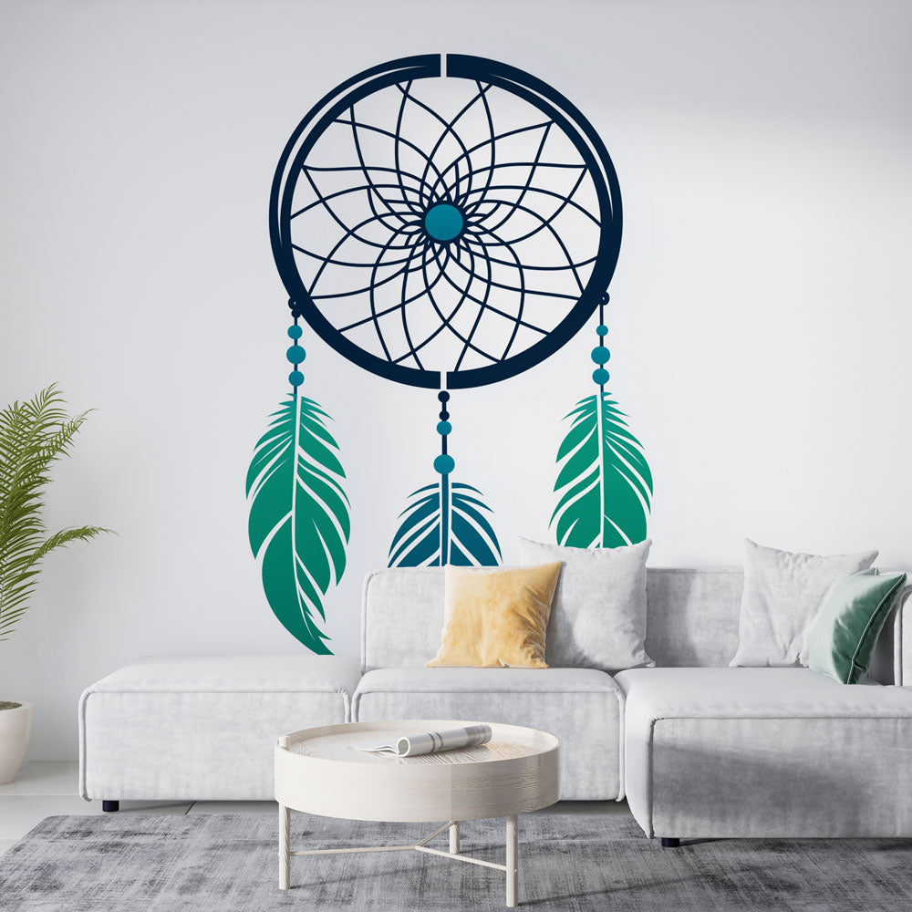Elephant Dreamcatcher Wallpaper - Green Feather Boho Mural