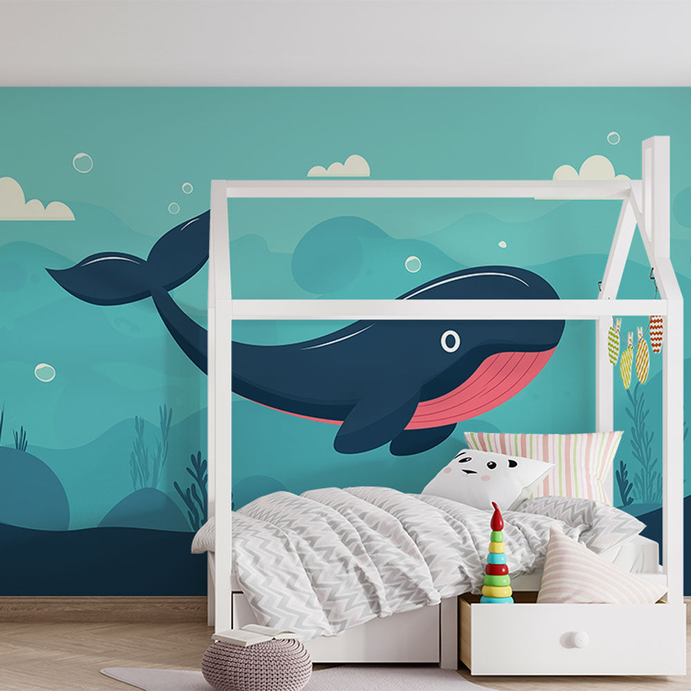 Whale Wallpaper | Playful Cetacean in Turquoise Ocean