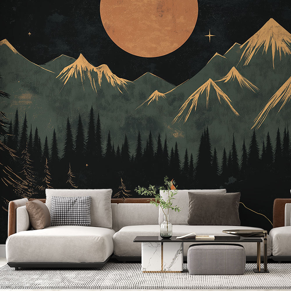 Camping Wallpaper | Mountains & Bear by Campfire