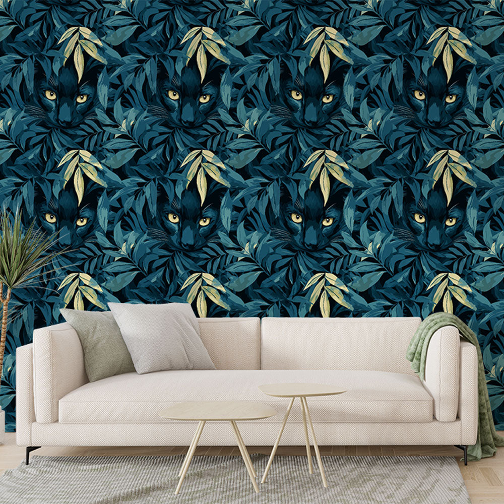 Cat and Foliage Wallpaper | Black Cats Hidden in Leaves