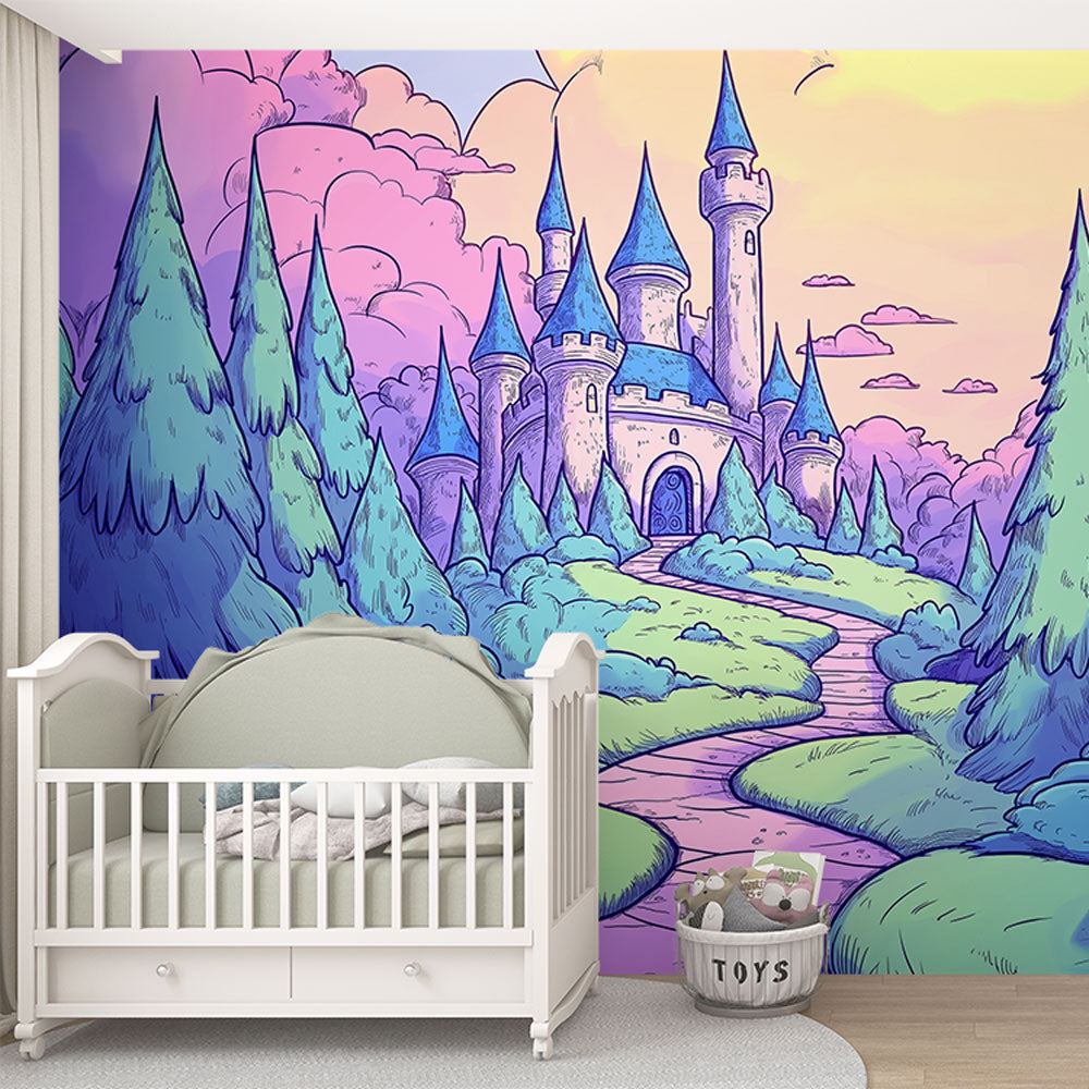 Fairytale Castle Wallpaper | Winding Forest Mural