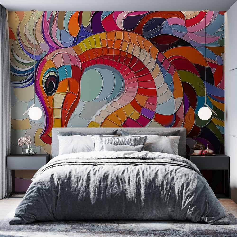 Sea Horse Wallpaper | Abstract Colourful Seahorse Motif