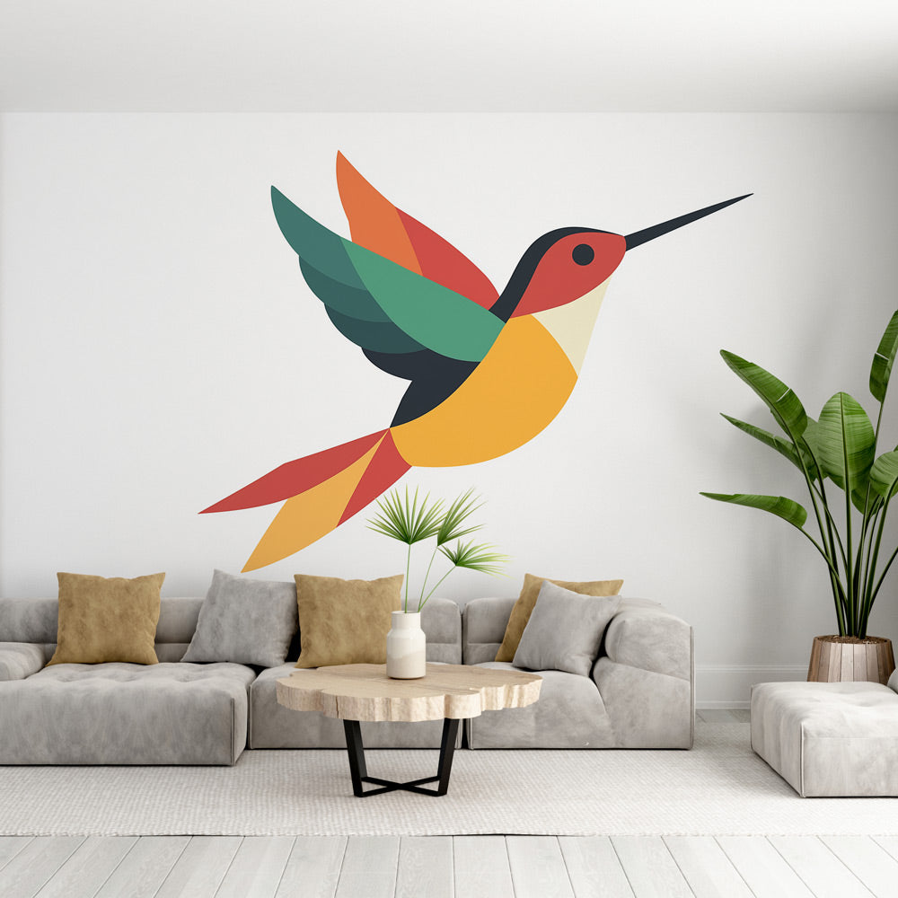 Hummingbird Wallpaper | Stylized Colorful Bird Pattern