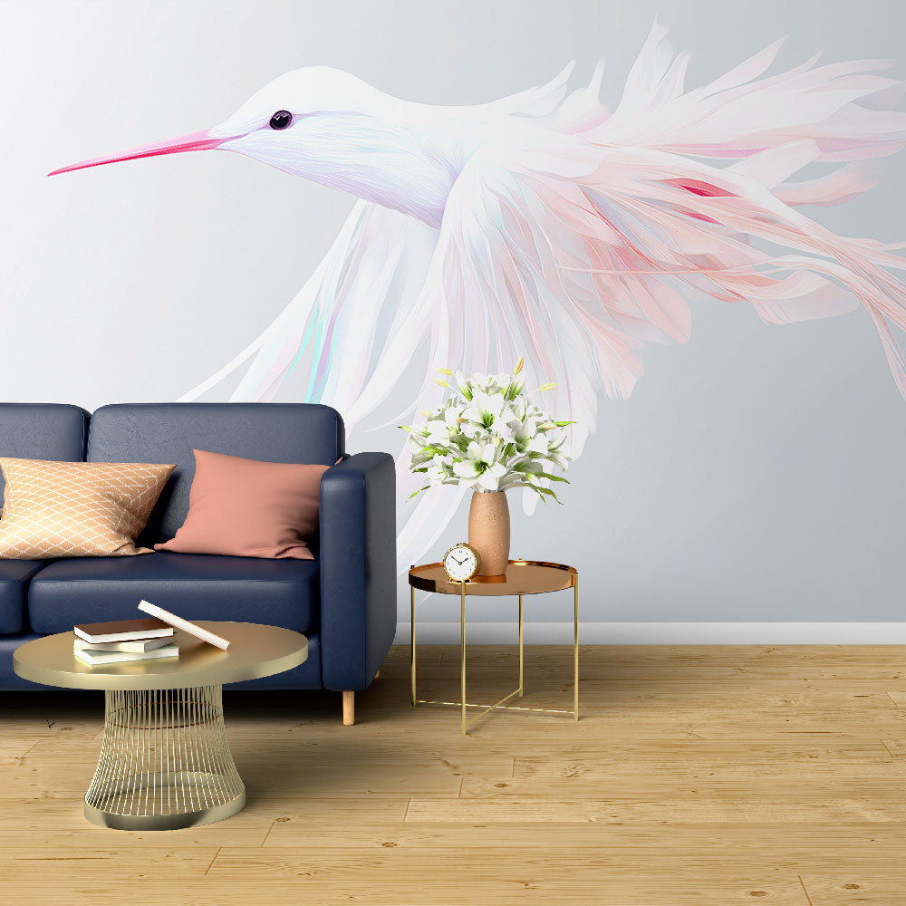 Hummingbird Wallpaper | Stylized Bird with Pastel Feathers