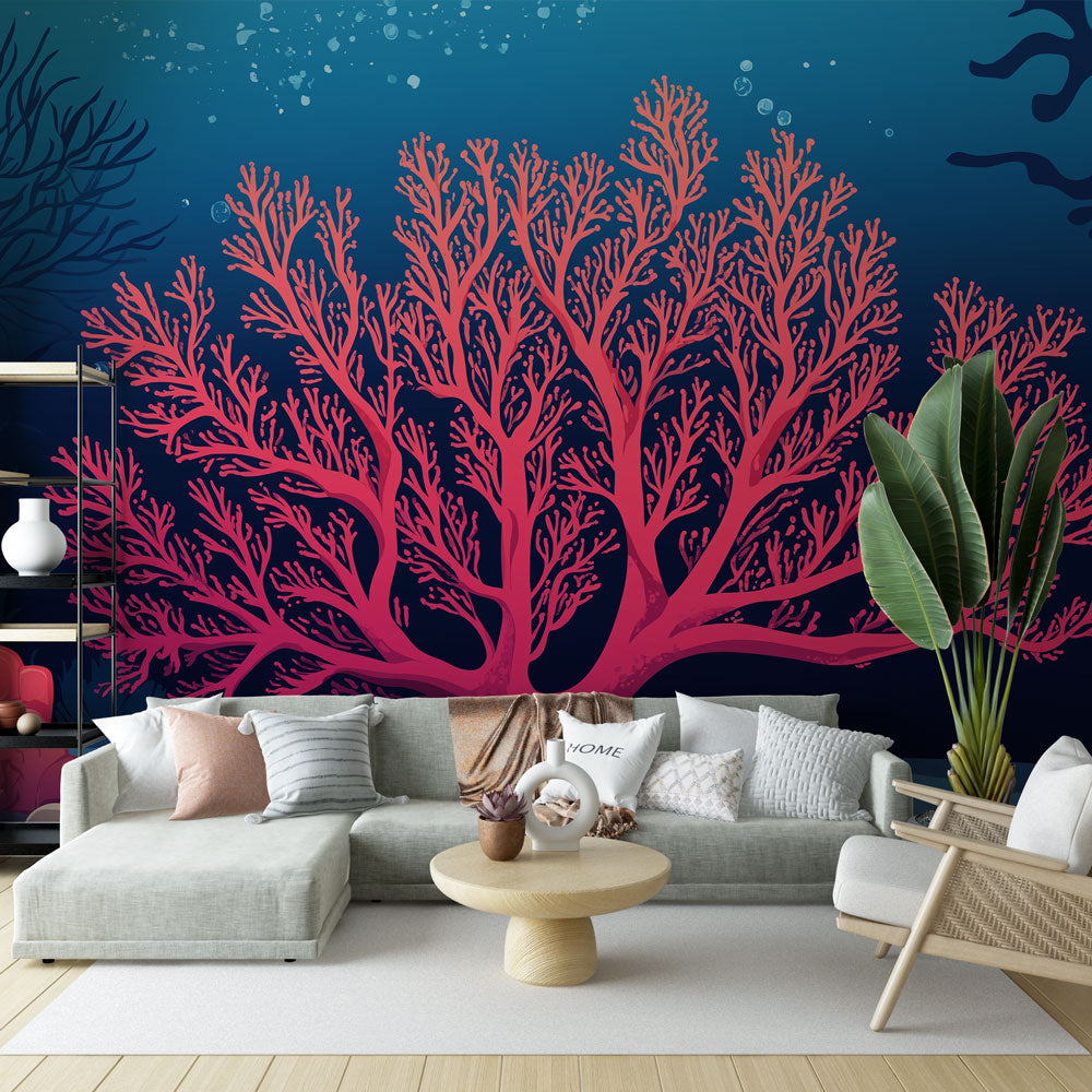 Pink Coral Wallpaper | Luminous Underwater Wall Mural