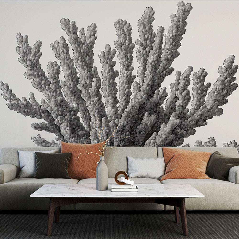 Black White Coral Wallpaper | Vintage Wall Mural