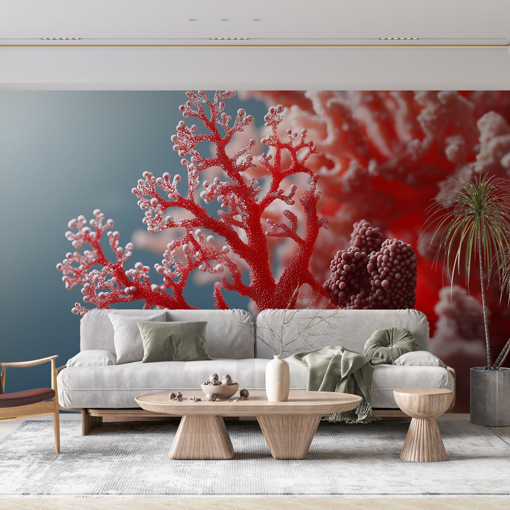 Red Coral Wallpaper | Vibrant Marine Texture Wall Mural