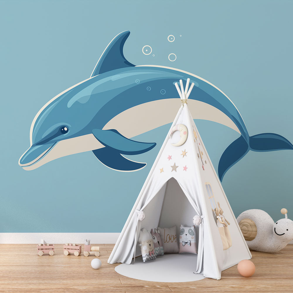 Dolphin Wallpaper | Joyful Dolphin in Blue Tones