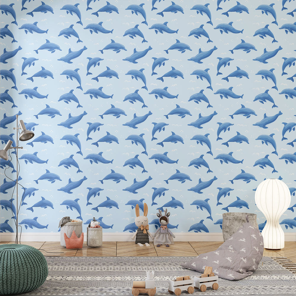 Dolphin Wallpaper | Calming Blue Dolphins on a Sky Backdrop