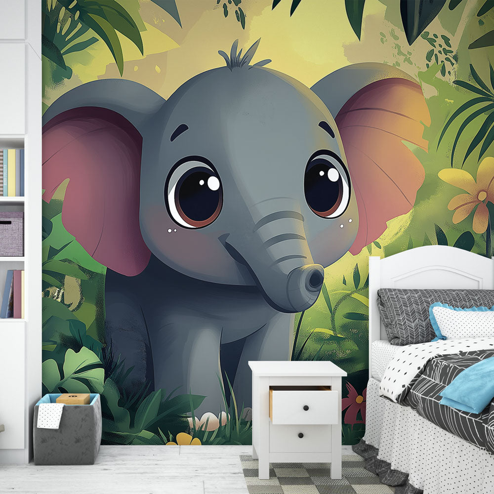 Elegant Elephant Wallpaper | Floral Jungle Wall Mural