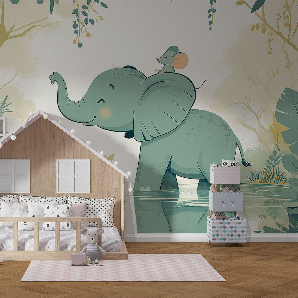 Elephant and Mouse Wallpaper | Nature Wall Mural Decor