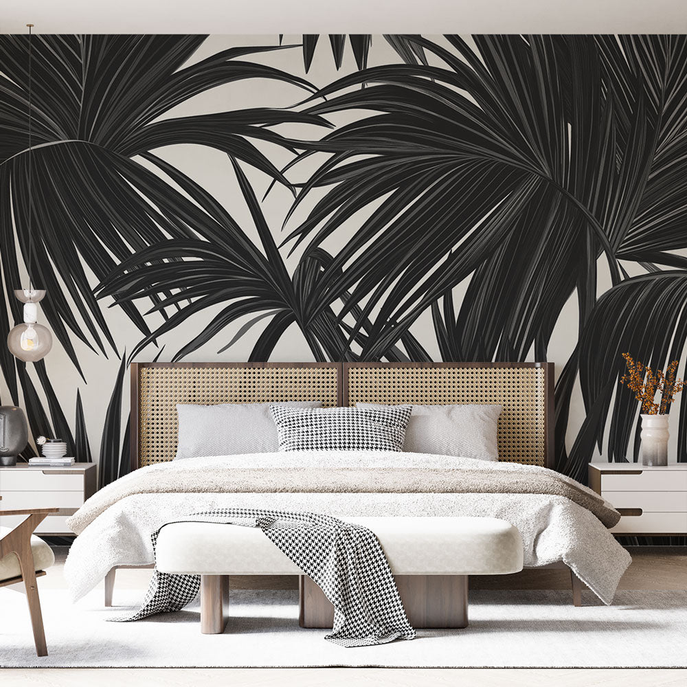 Black & White Palm Leaf Wallpaper | Stylised Fronds