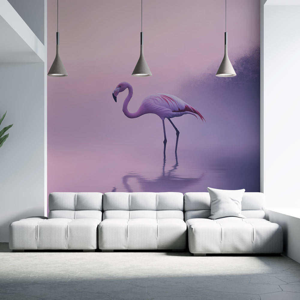 Pastel Flamingo Wallpaper | Misty Landscape Wall Mural