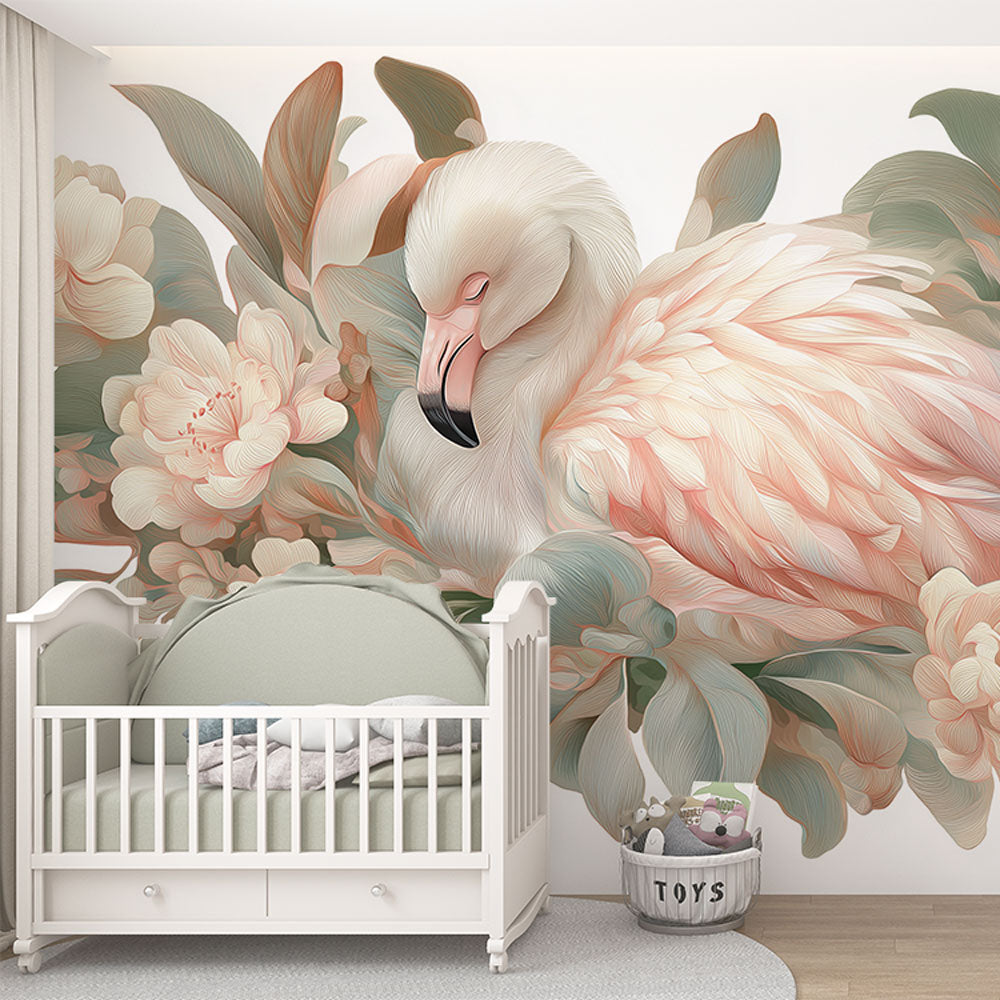 Pink Flamingo Wallpaper | Delicate Blooms in Soft Pastel Tones