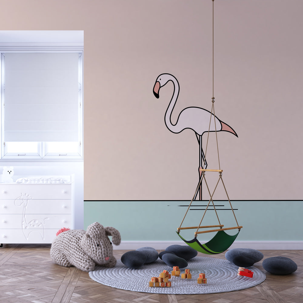 Flamingo Wallpaper | Minimalist Flamingo on Pastel Water