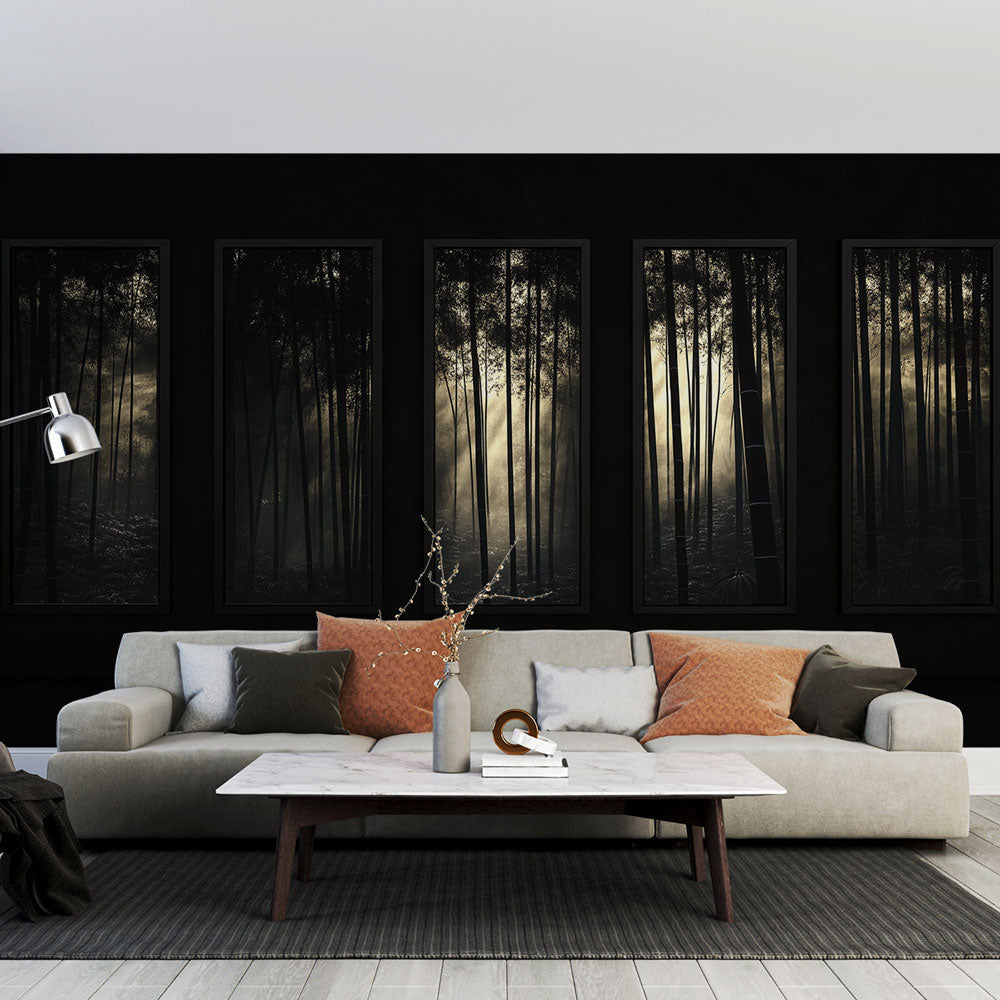 Black and White Enchanted Forest Wallpaper Mural