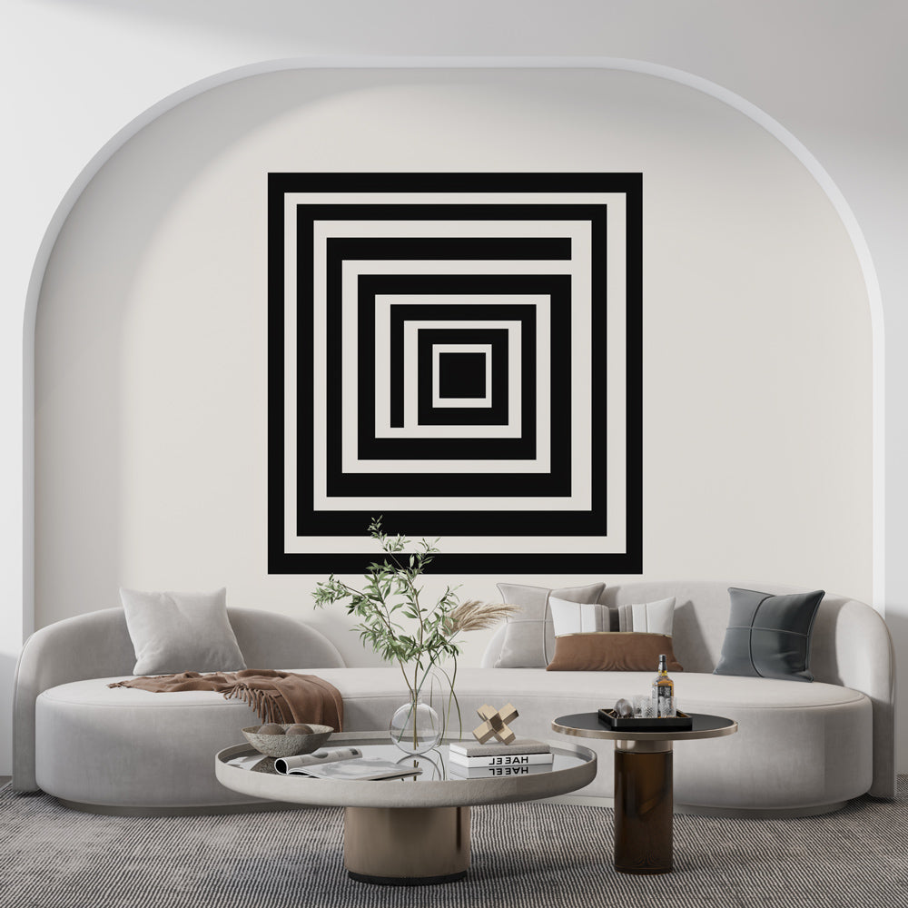 Geometric Wallpaper | Concentric Black White Wall Mural
