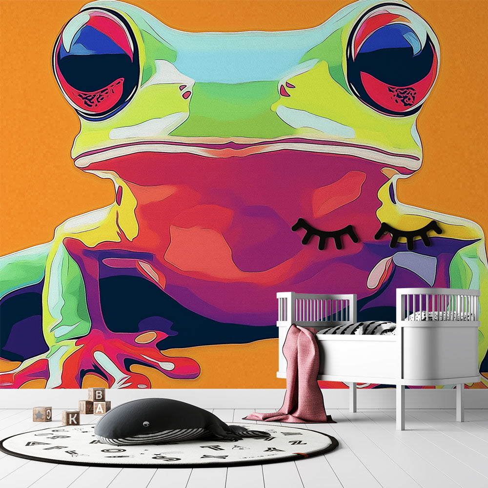 Colorful Frog Wallpaper | Artistic Frog on Orange