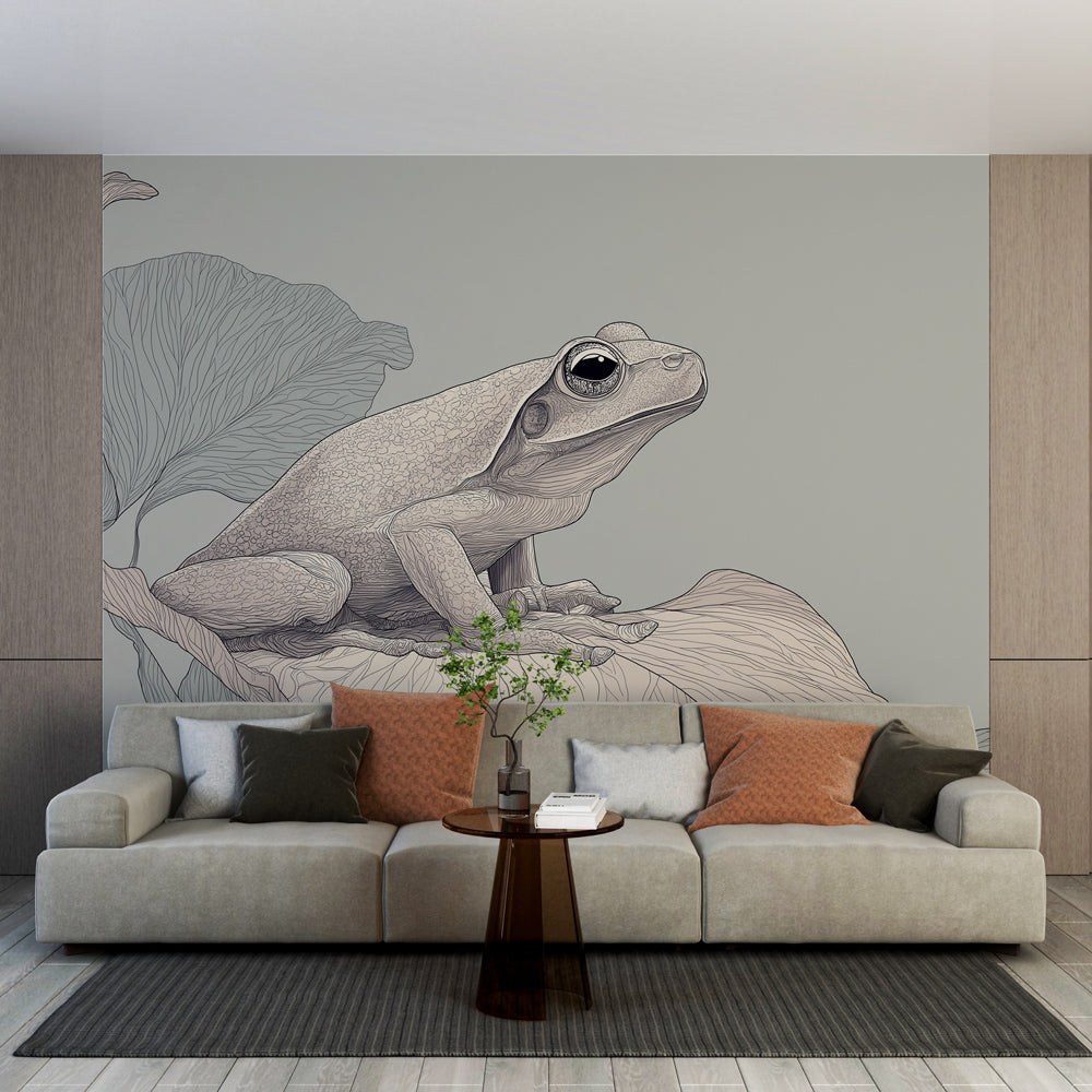 Frog Wallpaper | Realistic Frog Resting on a Large Leaf