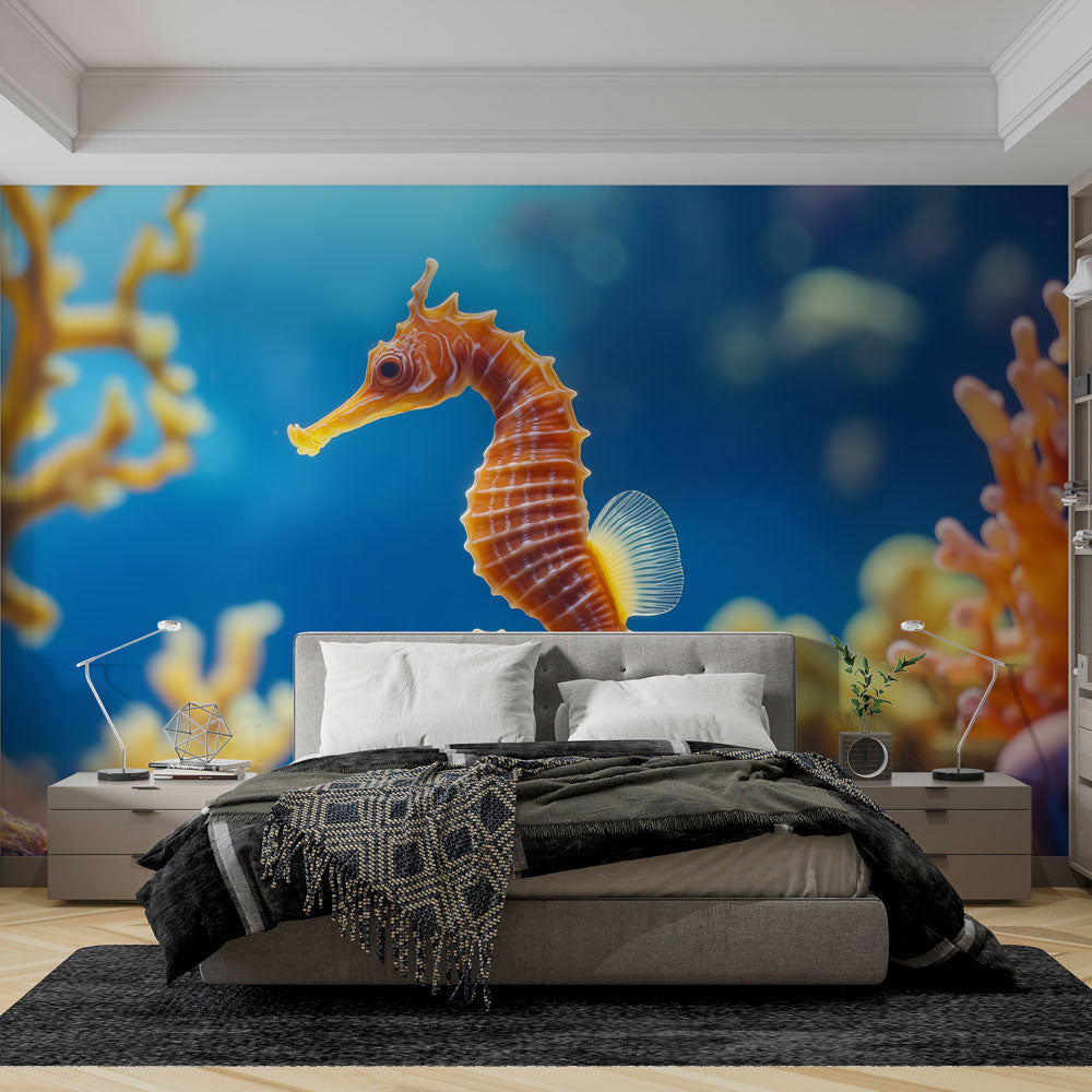 Seahorse Wallpaper | Elegant Orange Seahorse Underwater