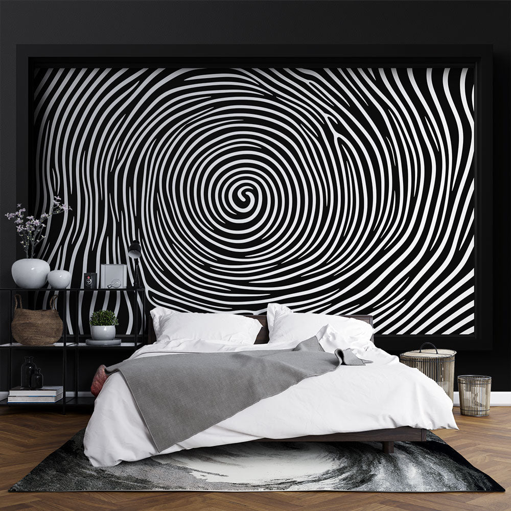 Painting-Style Wallpaper | Elegant Black and White Spirals