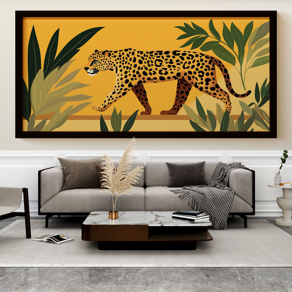 Painting-Style Wallpaper | Majestic Leopard in a Stylised Jungle
