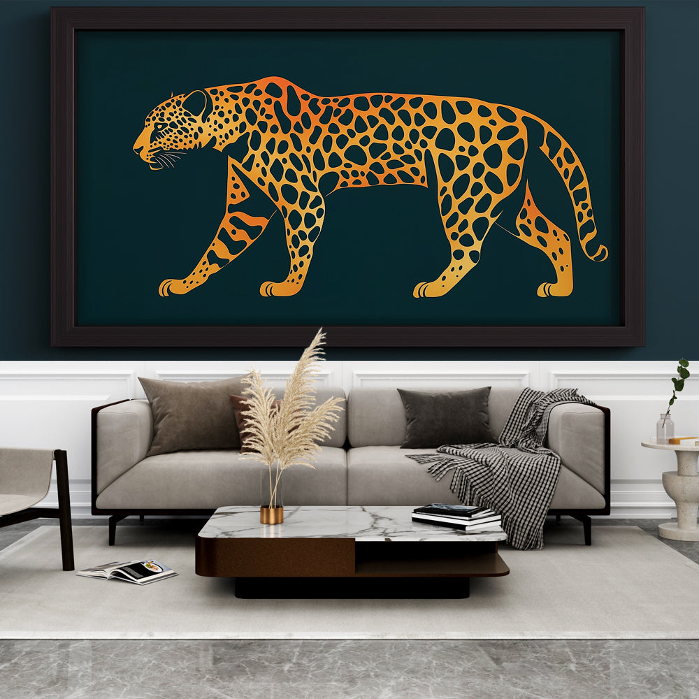 Stylised Leopard Wallpaper in Warm Vibrant Tones