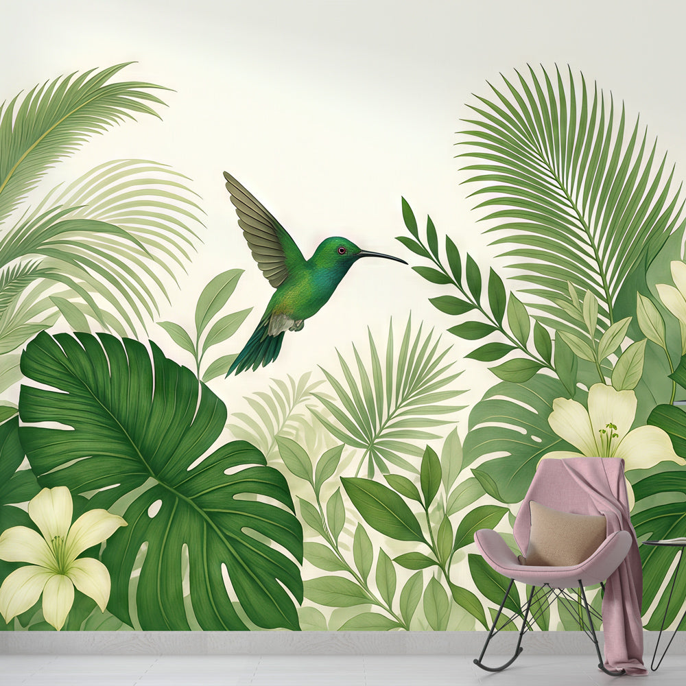 Green Jungle Wallpaper | Hummingbird Vintage Mural