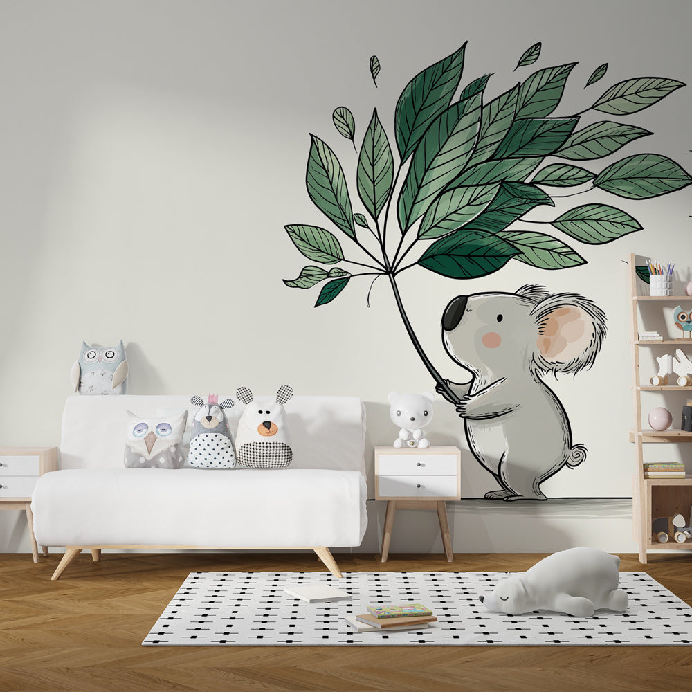 Koala Wallpaper | Koala Holding a Big Leafy Branch