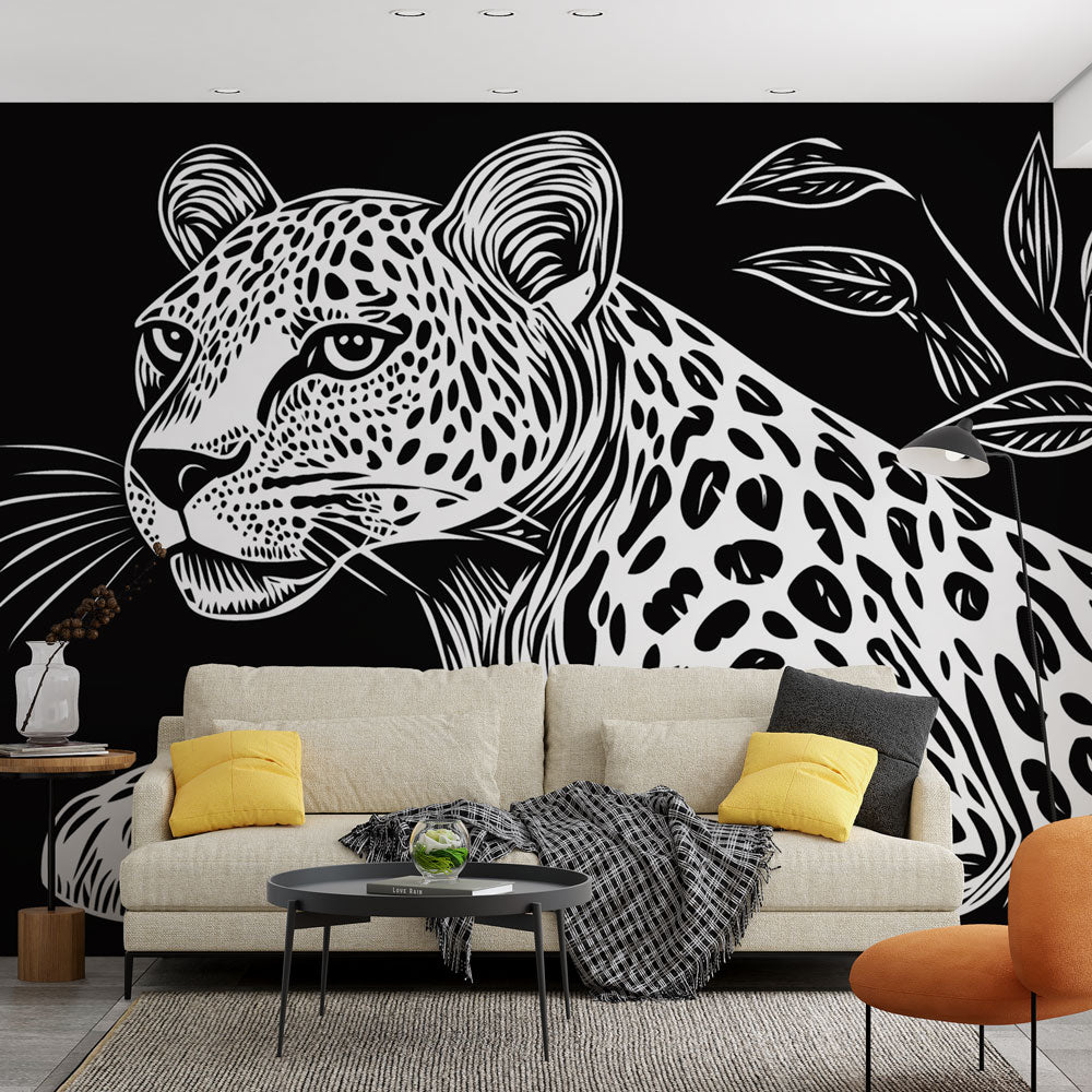 Artistic Leopard Wallpaper Illustration on Black Background