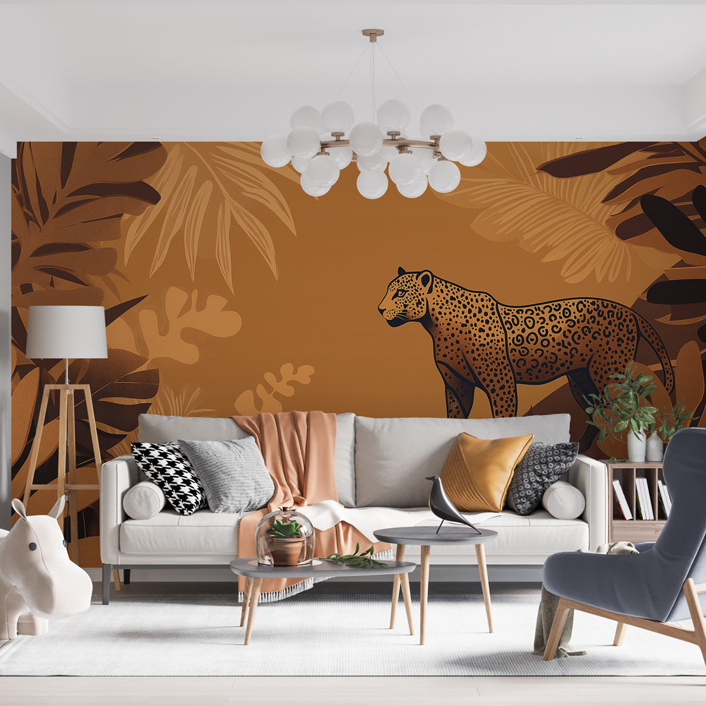Leopard Wallpaper | Majestic Cat Stylized Jungle Wall Mural