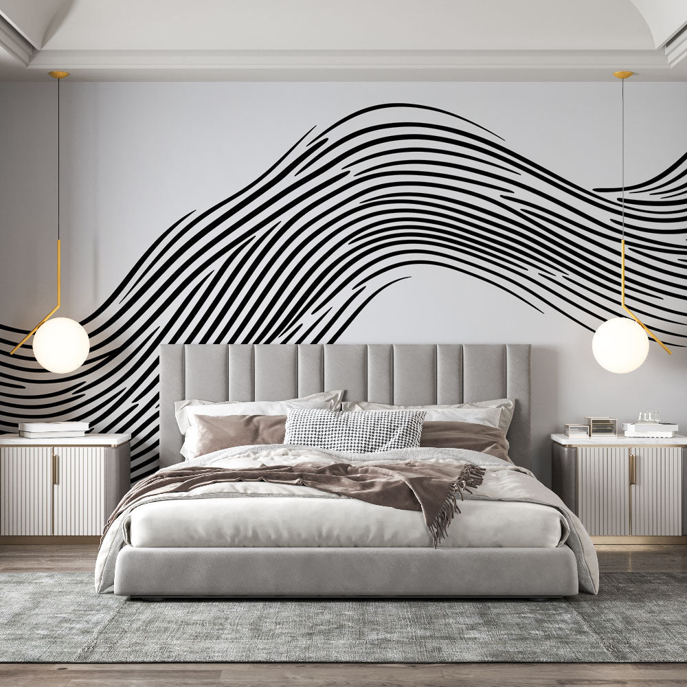 Wavy Lines Wallpaper | Minimalist Black & White