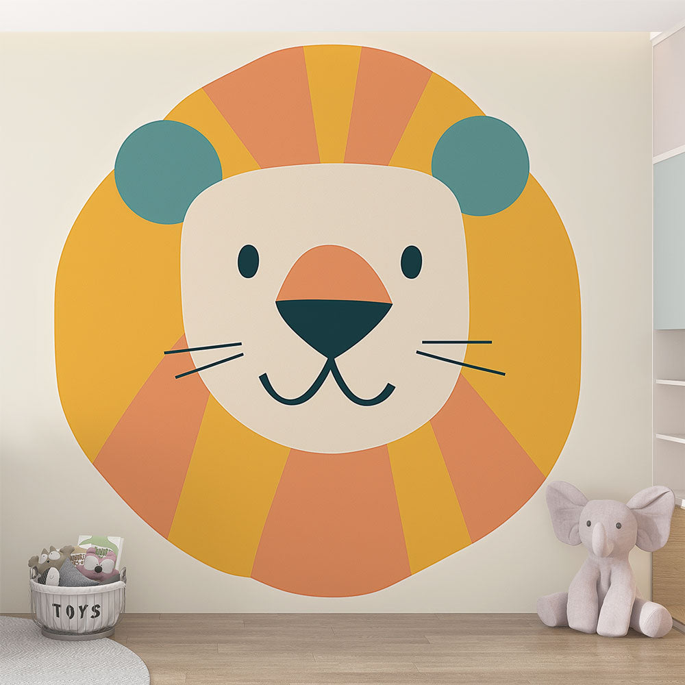Lion Head Wallpaper | Vibrant Illustration Wall Mural