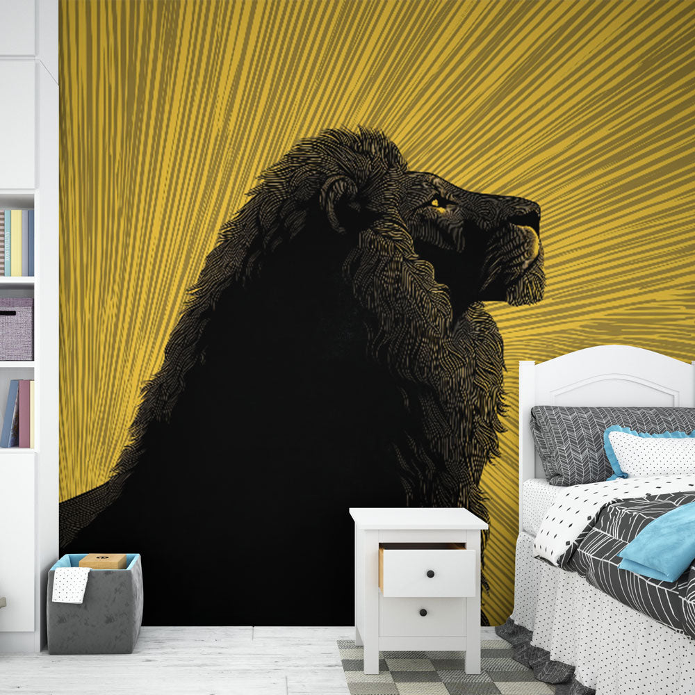 Lion Wallpaper | Majestic Lion on a Vivid Yellow Background
