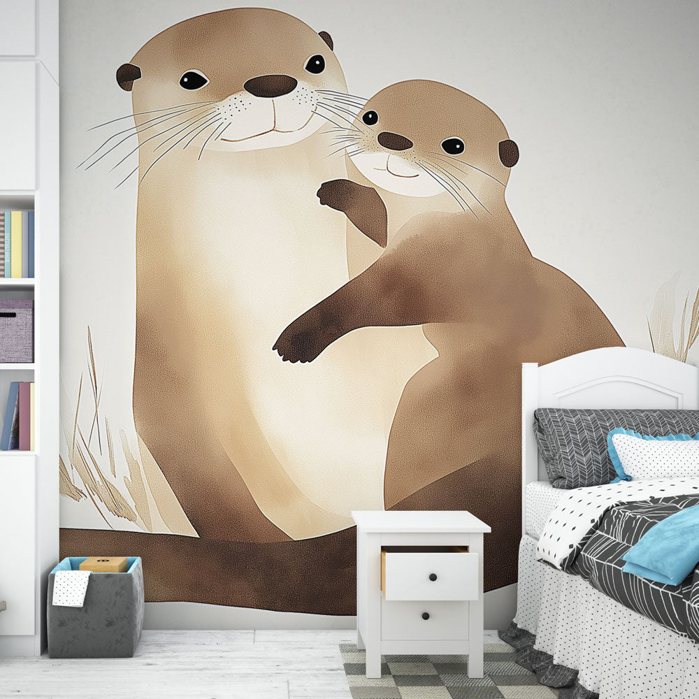 Loving Otters Wallpaper | Natural Affection Between Otters
