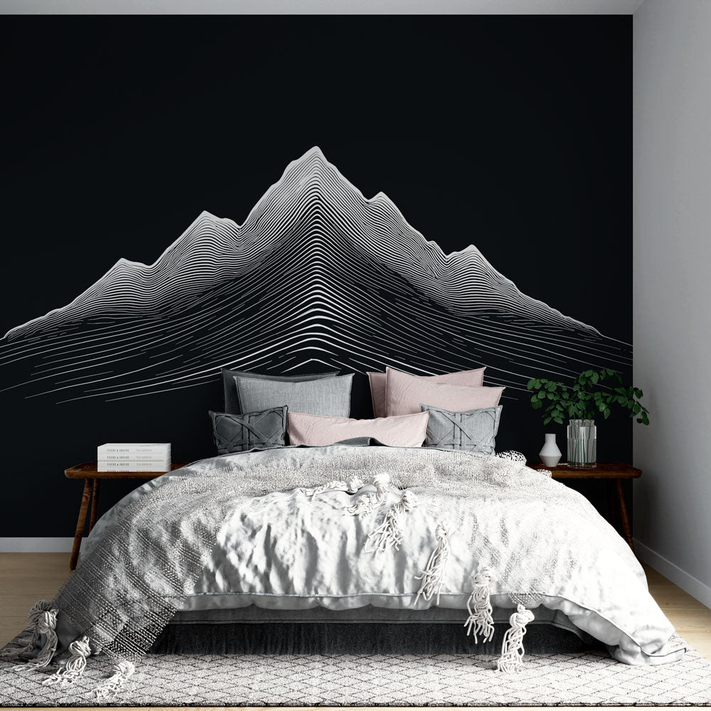 Abstract Mountain Wallpaper | White Peaks on Black